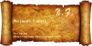 Neiman Fanni névjegykártya